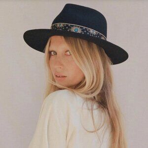 NWT Lack Of Color Phoenix Fedora Hat Sz Small Black Wool Ribbon Hat Band